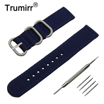 

22mm Nylon Watch Band + Tool for Pebble Time / Steel Zulu Fabric Strap Wrist Belt Bracelet Black Gray Blue Brown Green Orange