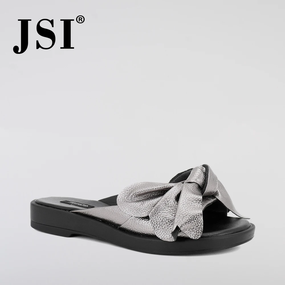 JSI/Новинка; летние женские шлепанцы ручной работы из натуральной кожи; модная повседневная женская обувь с бантом-бабочкой; декоративные тапочки с цветочным узором; JS34