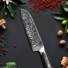 

Damascus Santoku knife 7 inch Damascus Steel Kitchen Knife Utility Chef knives Sharp Cleaver Slicing Gift Knife