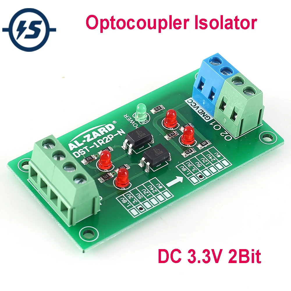 DC 3.3V 2Bit Optocoupler Isolator to PLC Signal Converter Board NPN Output | Электронные компоненты и