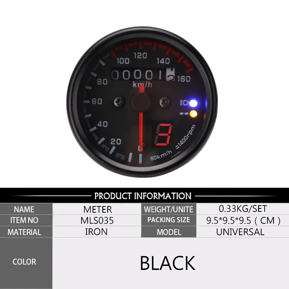 Free Shipping Universal Motorcycle Cafe Racer Speedometer odometer Gauge 0-160 km/u Instrument with LED Indicator