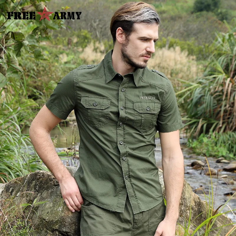 Free Army Man Shirts Short Sleeves Men 