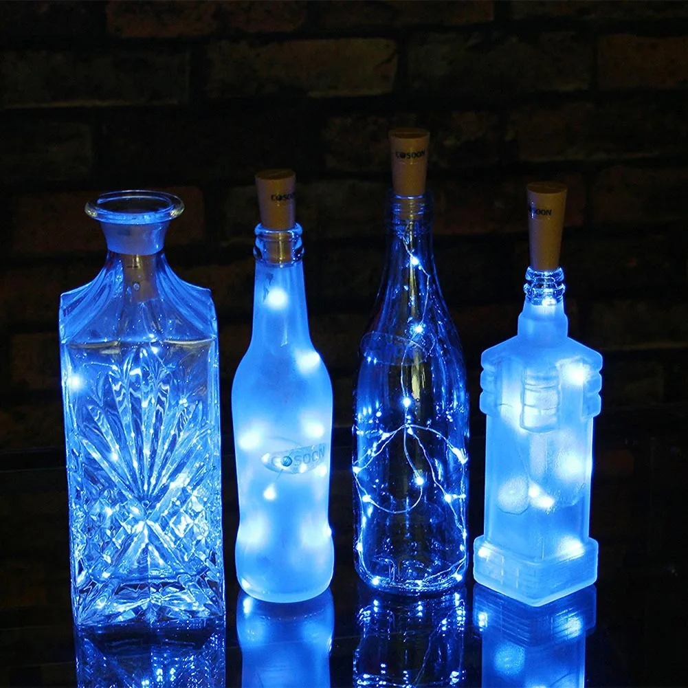 

15 Leds table lamps for the bedroom DIY bottle cork string light silver line star light for birthday party WWO66