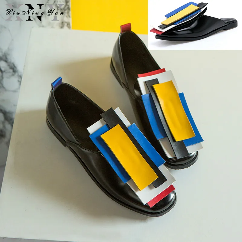 Brand Mixed Colors Flats Women Spring 2019 Big Size 32-43 Hot Sale Casual Low Heels Leather Shoes Woman Slip-on Date Shoe | Обувь
