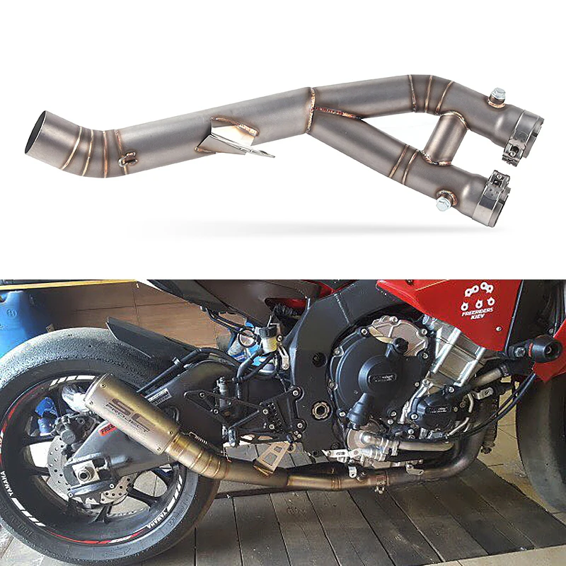 Titanium-Colors-Modified-Slip-On-For-Yamaha-R1-Full-System-Exhaust-Muffler-Middle-Link-Pipe-For