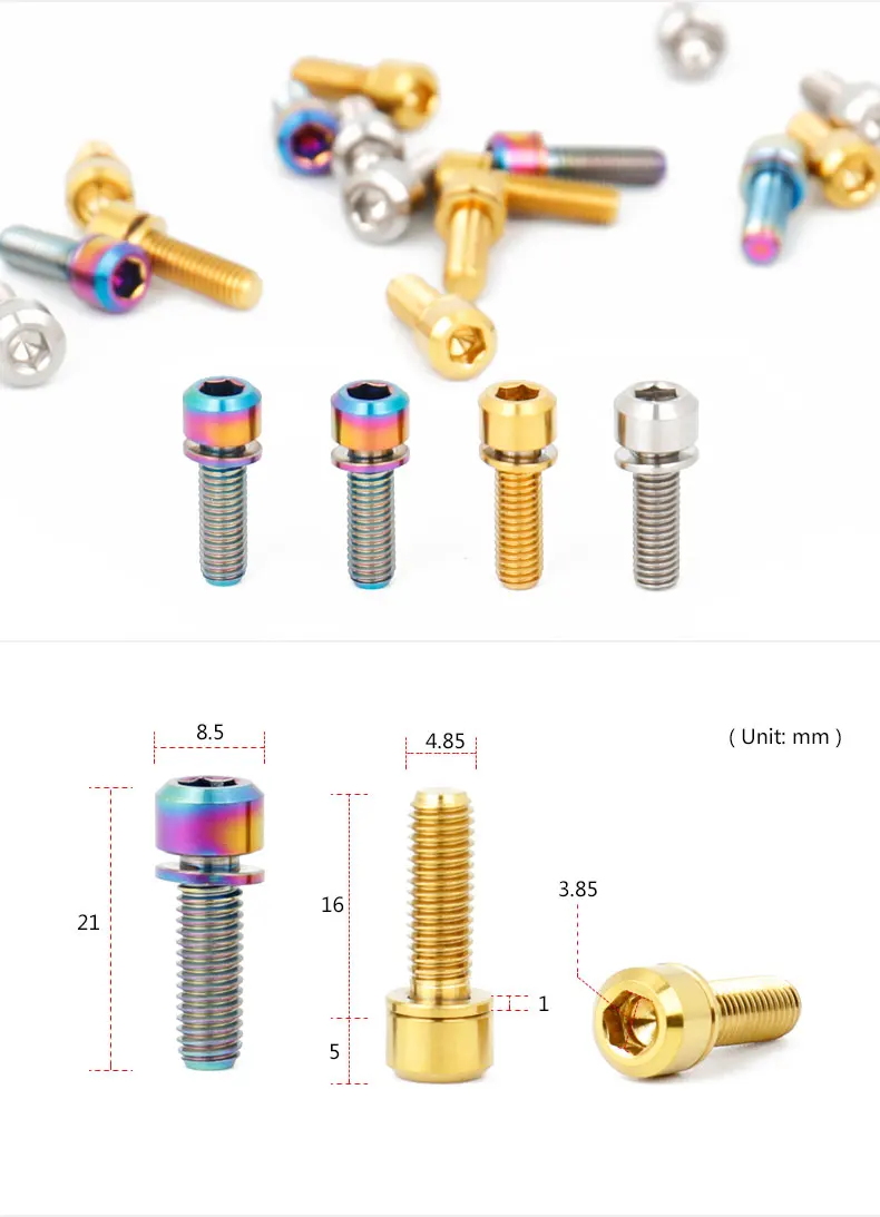 Deemount 6 шт./лот Титан TC4 болты M5x16 шестигранный во главе с W/шайба для стержня переключения зажим подседельного штыря Ti Винт велосипеда крепление Запчасти