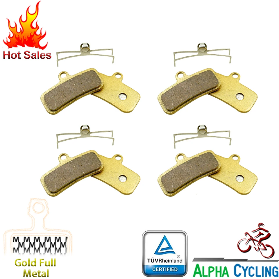 

Metal Bicycle Disc Brake Pads for SHIMANO M640/M800/M810/M820, Zee, Saint 4 Pistions Disc Brake, 4 Pairs, Gold Full Metal