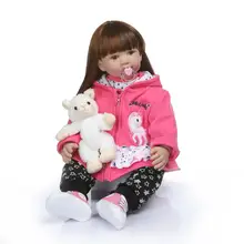 New Boneca Reborn 24inch Soft Silicone Vinyl Dolls 60cm Soft Silicone Reborn Baby Doll Newborn Lifelike Bebe Reborn Dolls npkcollection silicone reborn dolls with soft gentle touch boneca reborn doll 18 realistic handmade baby dolls hotsell menina