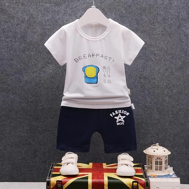 Newborn Baby Boys Breakfast Clothes Sets For Children Shirt + Short 2pcs 3