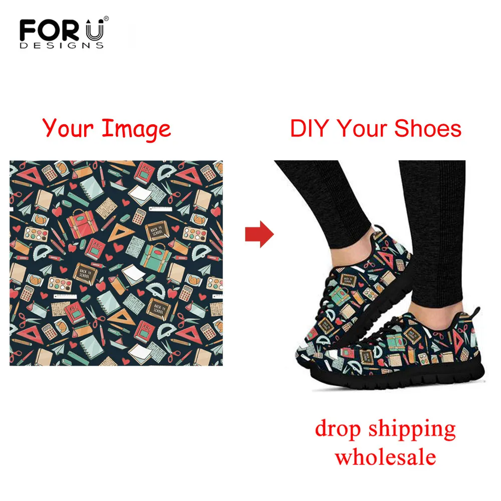 

FORUDESIGNS Sneakers Women Shoes Customize Your Image Logo Pattern Mesh Breathable for Woman Walking Shoes Flat Zapatos de mujer