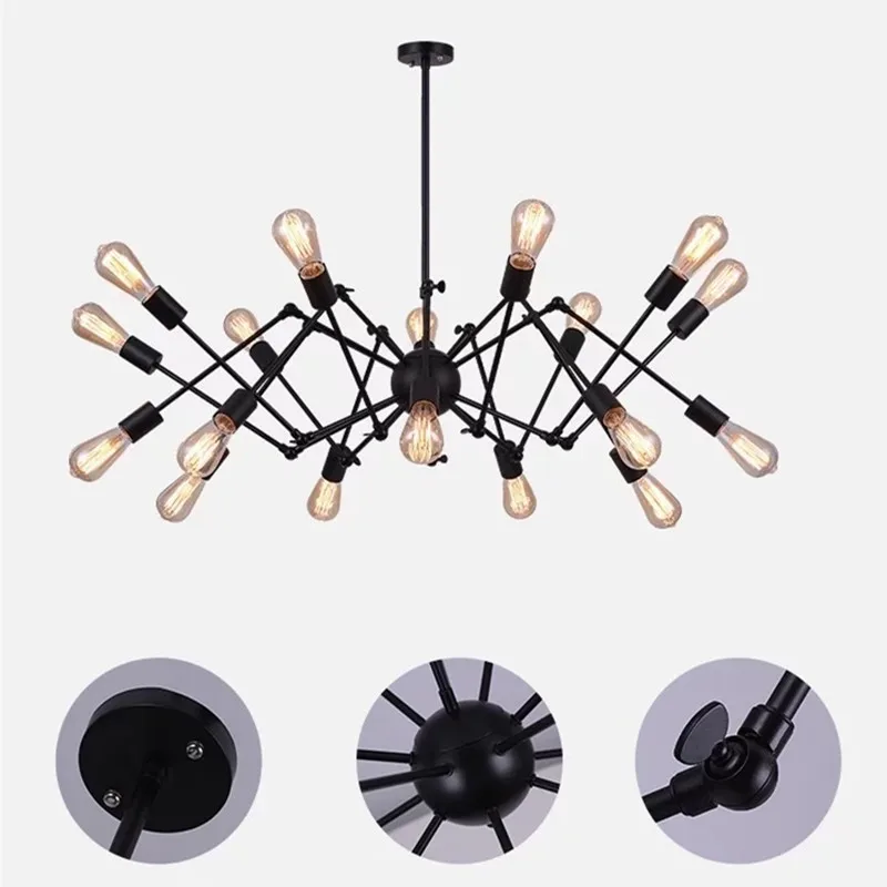 Лофт промышленный Регулируемый Паук подвесной светильник Ретро творческая личность скандинавские железные спутниковые лампы