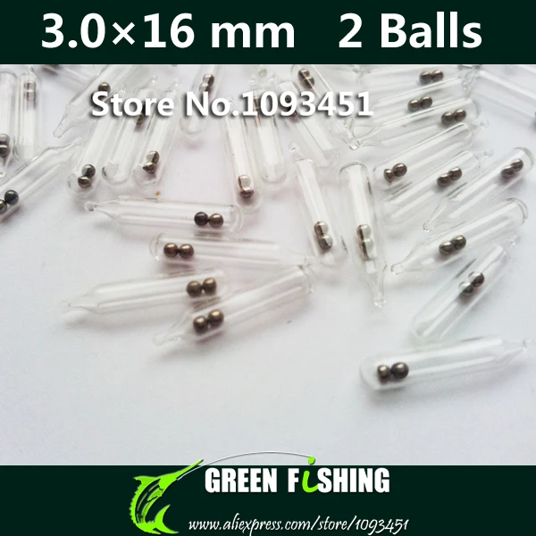 50pcs 3mm*16mm 2 Balls Jig Fishing Lure Glass Rattles Insert Tube