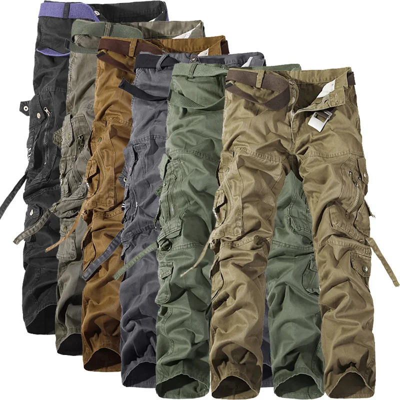 Новые прямые тонкие большой Размеры Для Мужчин's Повседневное брюки Европа и Америка мульти-сумка комбинезоны