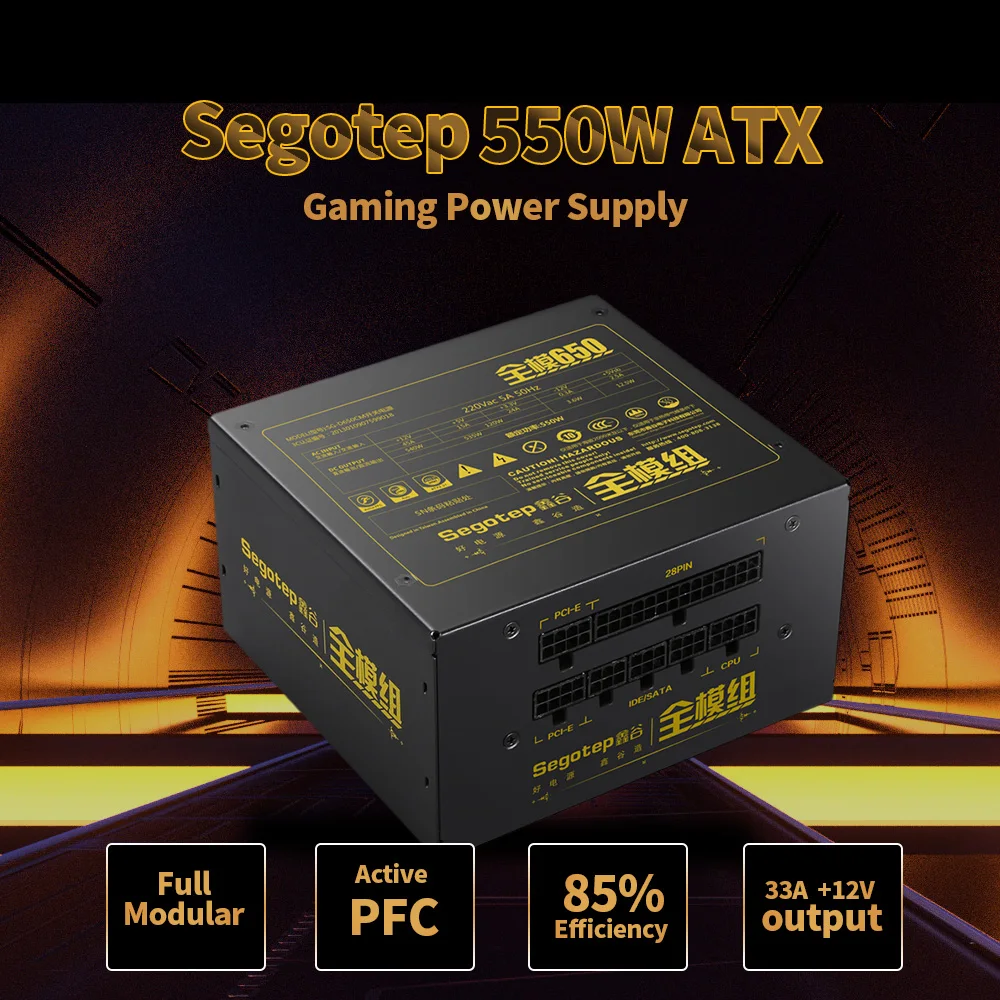 

NEW 550W Full Modular Active PFC ATX Gaming Power Supply with Low Noise 120mm Fan for desktop computer pc case gamer
