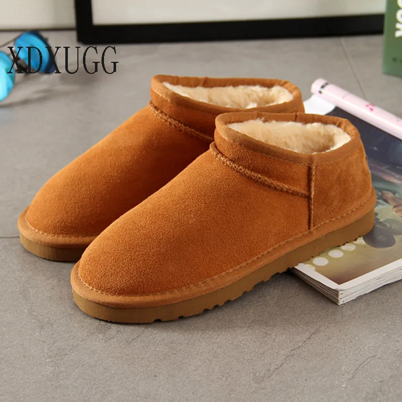 

XDXUGG Australia Women Snow Boots 100% Genuine Cowhide Leather Ankle Boots Warm Winter Boots Woman shoes large size 34-44