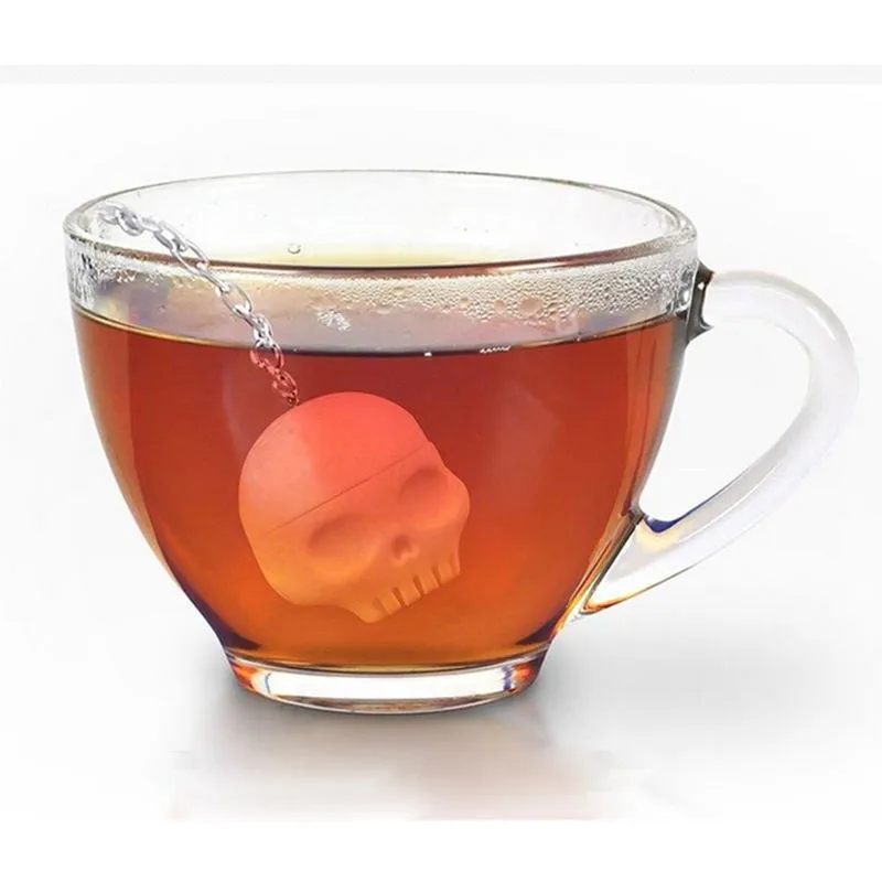 

Tea Tools Skull Tea Infuser Loose Leaf Strainer Spice Silicone Filter Diffuser Bag