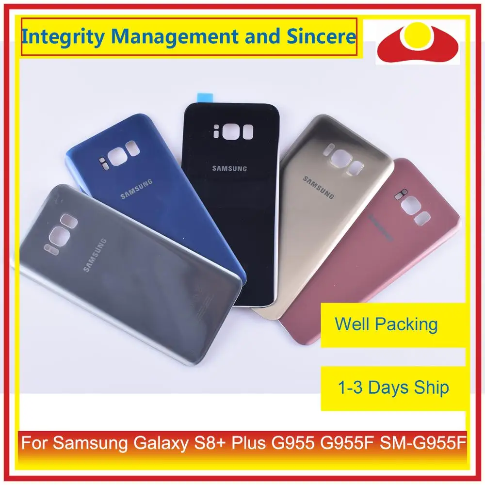 10 шт./лот для Samsung Galaxy S8 + Plus G955 G955F SM корпус батарейного отсека задняя стеклянная