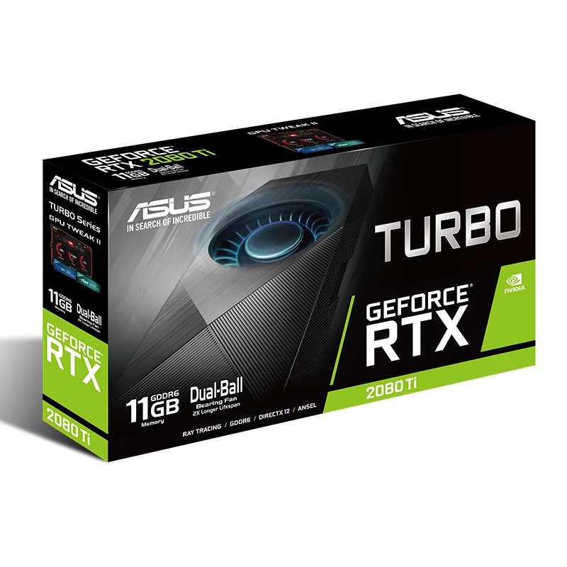 ASUS TURBO-RTX2080TI-11G TURBO-RTX 2080TI-11G настольная игровая видеокарта GDDR6 поддержка 4 выхода экрана