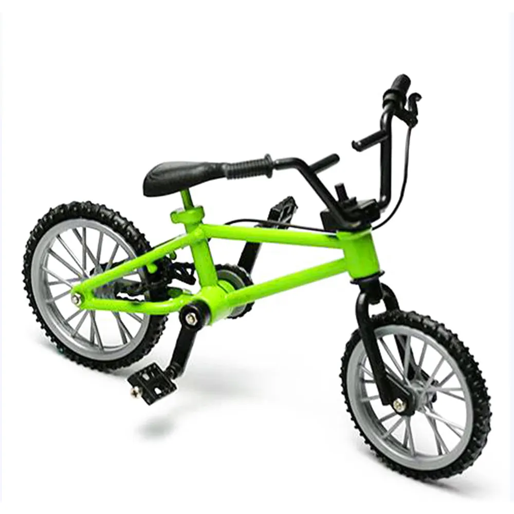 Мини пальчиковые игрушечные велосипеды bmx мини велосипед горный велосипед вентилятор интерес игрушки коллекции декор с тормозом синий - Цвет: with brake green