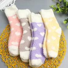 Теплые носки; сезон осень-зима; милые плотные коралловые флисовые Носки для сна ярких цветов для девочек; calcetines color es