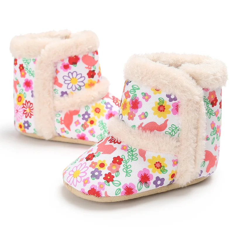 Хлопок Ткань зимние ботинки Обувь для младенцев Сапоги и ботинки для девочек Обувь для девочек младенцев новорожденных Мягкие плюшевые