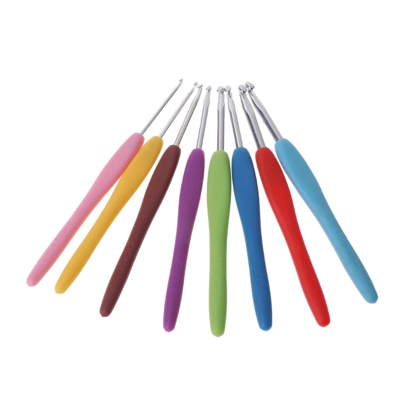 8Pcs Crochet Needles 2.5 6mm Rubber Handle Hooks Knitting Set Kit Accessories 19QB|Швейные иглы| |