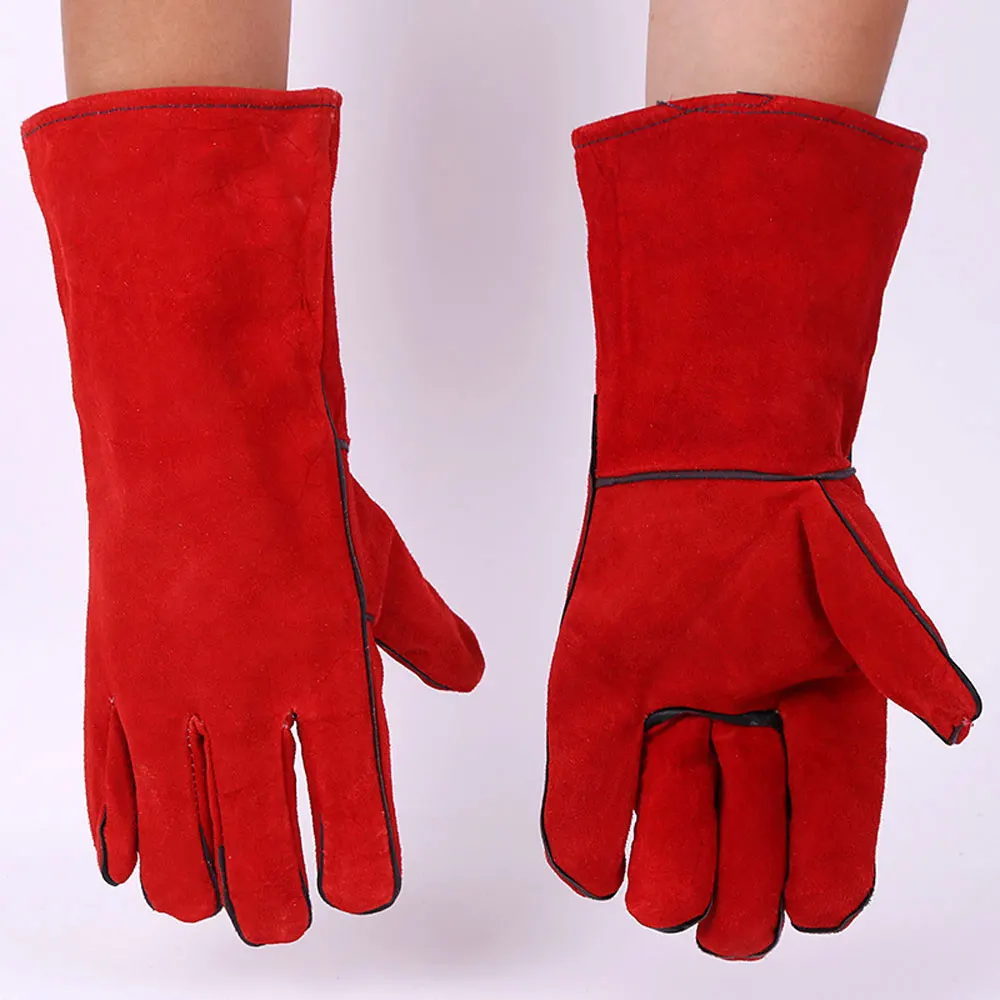 35 см кожаные перчатки сварщика износостойкие длинные утолщение для сварщиков Tig/Mig/камин/плита/барбекю/садоводство/Сварочная маска