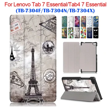 

Tab 7 Essential 7304F 7304N 7304X PU Leather Case Cover 7'' Slim Print for Lenovo tab4 7 Essential TB-7304 Protective Stand Skin