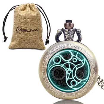 

Vintage High Quality Men Women Quartz Pocket Watch Doctor Who Pattern Glass Dome Fob Clock Pendant With Necklace Gift