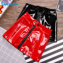 Wisefin Pu Leather Skirt Mini With Zipper In Front For Kids Red Black Zipper Leather Clothes Kids Girl Fahion Toddler Girl Skirt zipper front backpack with tassels