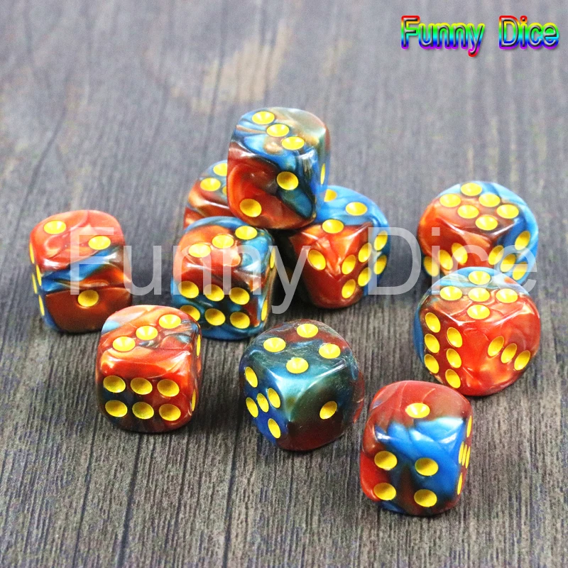 Set of 10-Gemini Two Tone D6 Dice 12mm Gambling As Game Accessories with Gold Dot Perfect for Collection playing | Спорт и