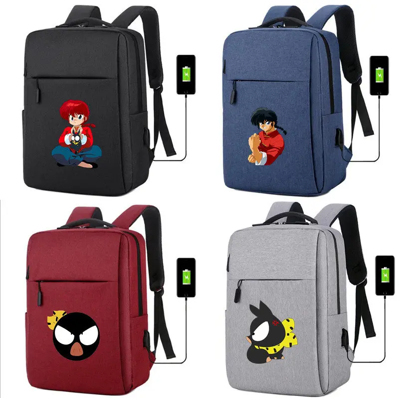 

Ranma Nibun-no-Ichi Backpack usb charging Canvas School Bags shoulder bag Ranma 1/2 Laptop travel bag rucksack