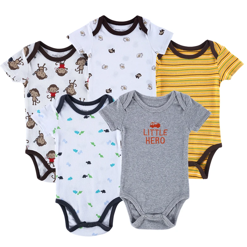 5 Pcslot Baby Bodysuits Summer Newborn Baby Bodysuits O-Neck Baby Clothing Set Next Cotton Baby Jumpsuits (6)
