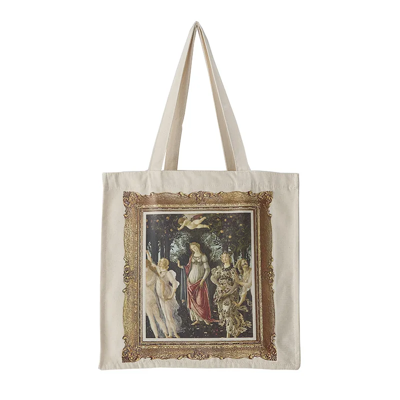 

2019 New Original Oil Painting Printed Canvas Luxury Handbag Female Korean Fashion Messenger Bag Women's Shoulder Bag Bolsos