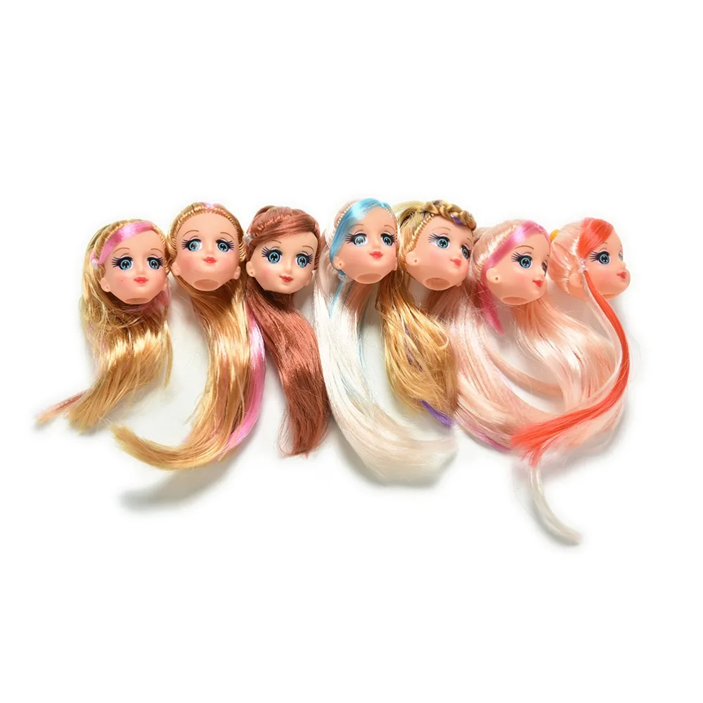 1pc Excellent Quality Doll Head with Colorized Hair Accessories for