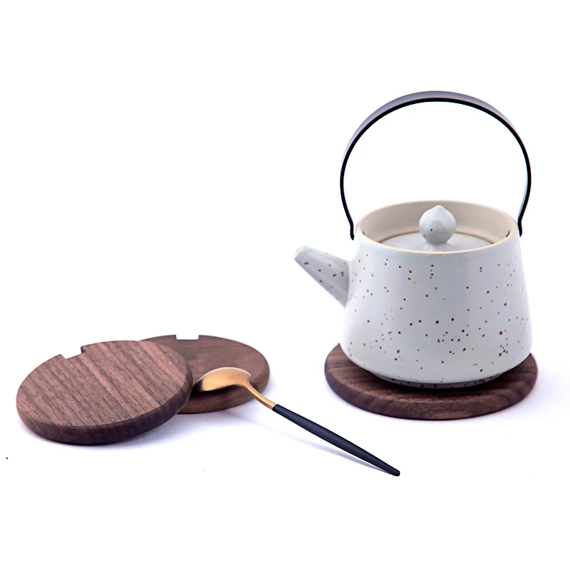 DIY черный орех Coaster Чай церемония твердой древесины творческий чашка для дома коврики круглый простой изоляционная салфетка для стола