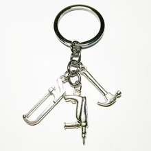 1PC Fashion Jewelry Mini Tool Keychain, Electric Drill Keychain, Hacksaw, Hammer Keychain Silver Dres S elegant Diy Handmade 2019 1pc fashion jewelry mini keychain spider keychain spider web keychain silver dres s elegant diy handmade
