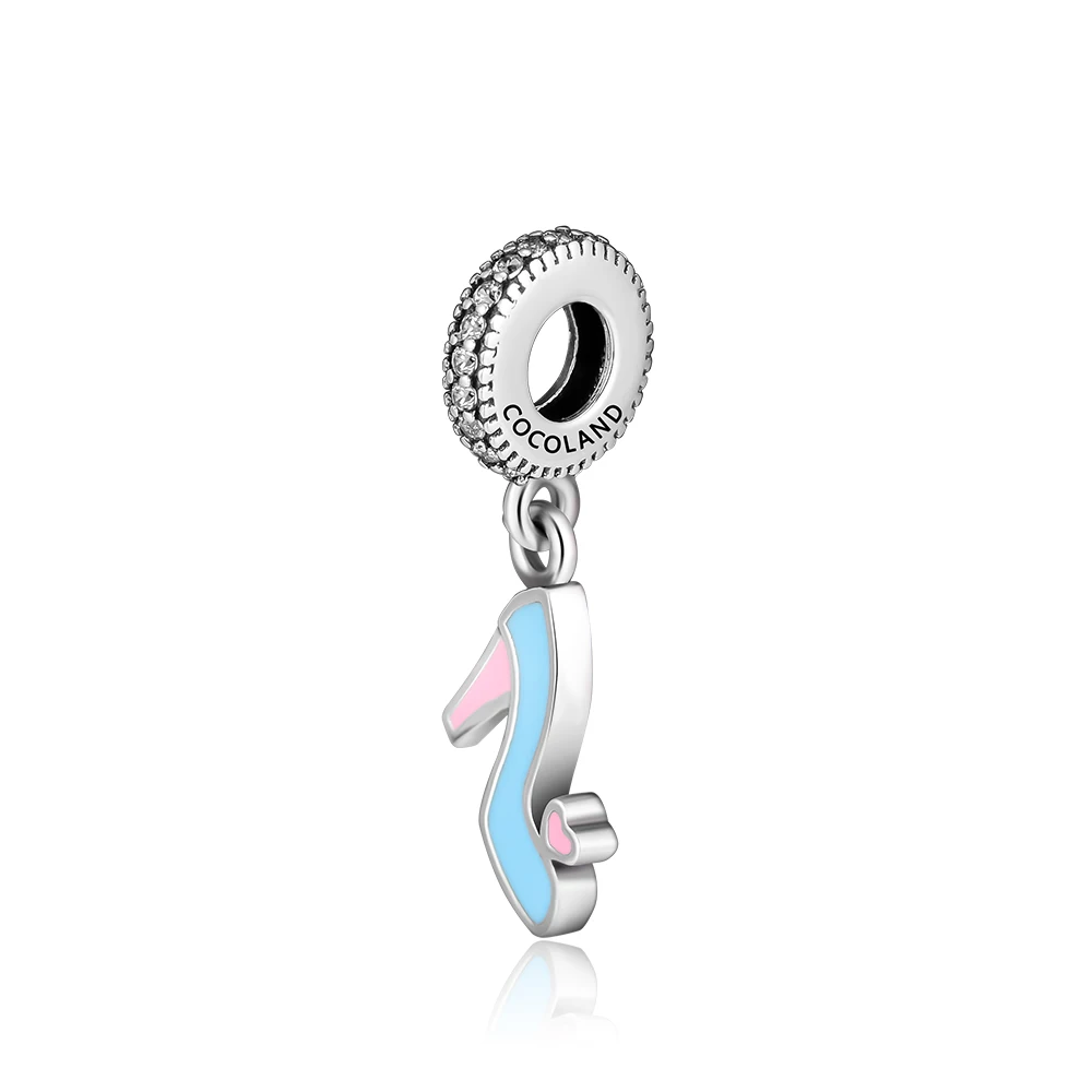 

High Heels Beads 100% 925 Sterling Silver Mixed Enamel & Clear Cz Beads for Jewelry Making Fit Charms Bracelets DIY PCKA017