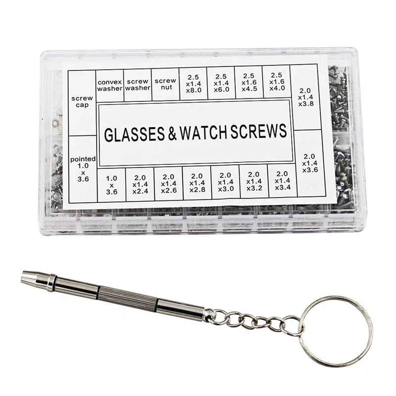 1000pcs Set Kits Stainless Steel For Micro Glasses Sunglass Watch Spectacles Phone Tablet Screws Nuts Screwdriver Repair Tool 2