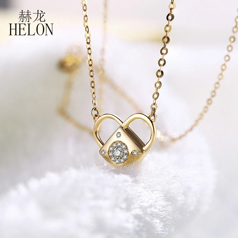 Цепочка с подвеской в виде сердца HELON желтое золото 18 К 100% натуральная 3 вида|natural
