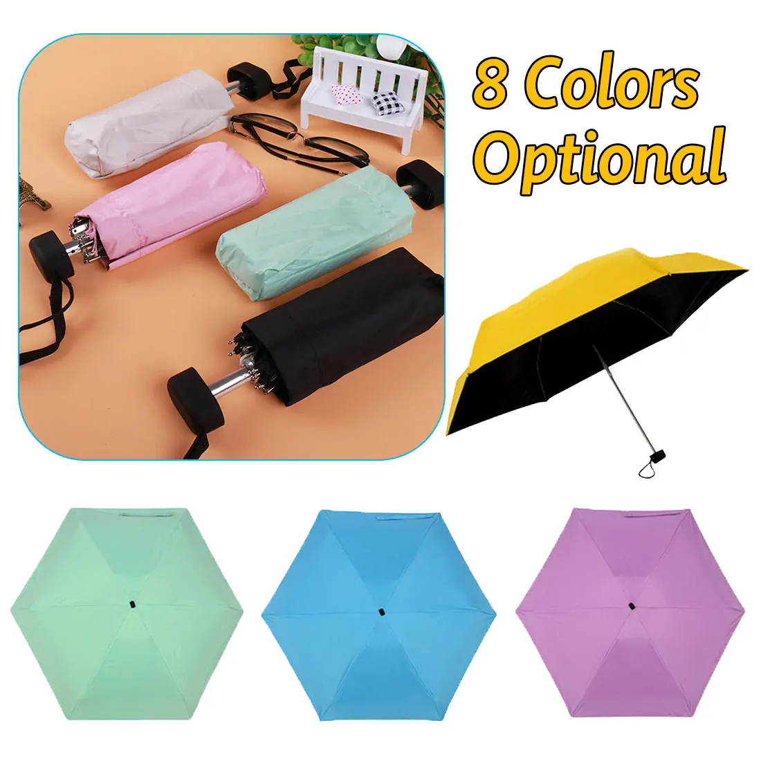 

Mini Capsule Pocket Light Umbrella Anti-UV Windproof Portable Five Folding Umbrellas Travel Compact Rain Umbrella Men Women