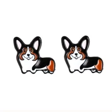 Ромашки Пемброк вельш корги в форме эмалированные серьги-гвоздики милые животные собака для женщин девочек Свадебная вечеринка модные ювелирные изделия