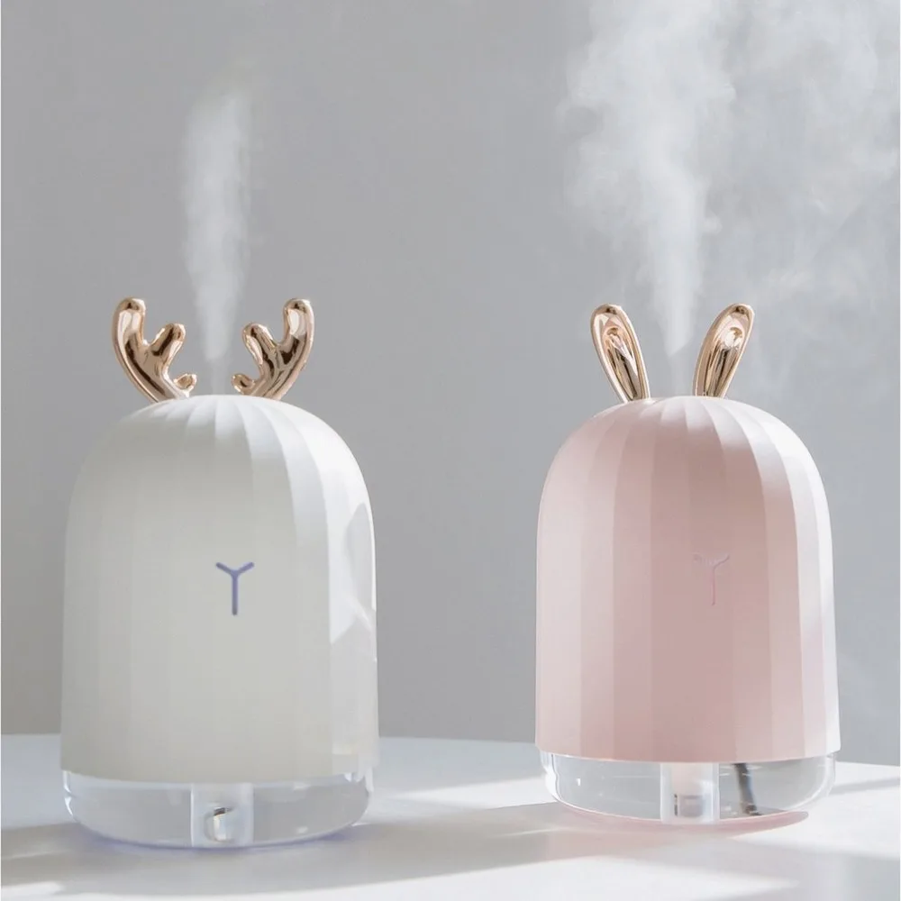 

USB Charging Air Humidifier Mute Desktop Cute Rabbit Deer Mini Air Purifier With Night Lamp Kid Bedroom Decor Gift Humidifier