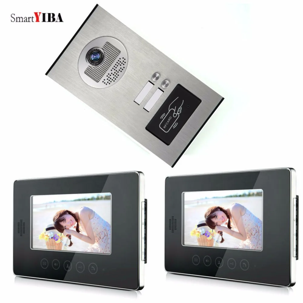 

SmartYIBA Home 2 Apartment Video Intercom For a Country House+Rfid IR Camera With 2 Monitors Video intercom system