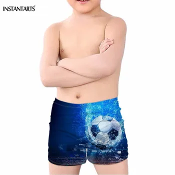 

INSTANTARTS Ice/Fire Football Soccer Print Boys Summer Swimming Trunks Bathing Beach Swimsuits Breathable Blue Children Swimwear