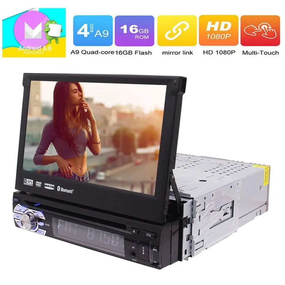 

Android 6.0 1 Din Autoradio headunit GPS Car Stereos 1 Din Navigation DVD CD Player Support WIFI 3G 4G RDS Radio OBD DAB+ SWC