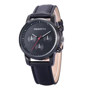 

REBIRTH 2017 NEW Fashion Men's Watch Casual Business Watch Men Leather Watchband Clock Male saat reloj hombre erkek kol saati