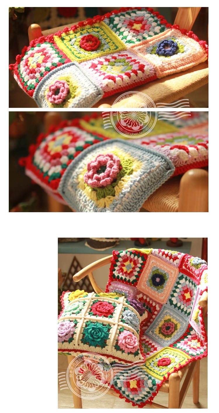 Горячая DIY ручной крючок модное вязаное Одеяло Подушка войлочный пасторальный стиль подарок 90*65 см