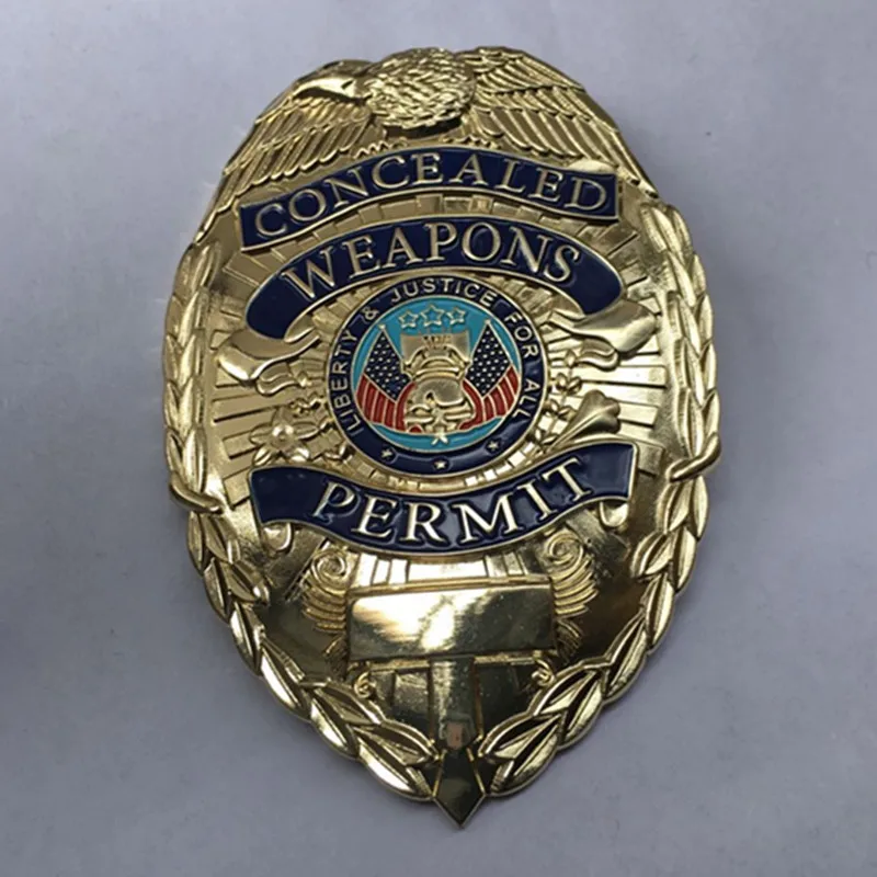 

Значок разрешения на СКРЫТОЕ ОРУЖИЕ, 10 шт., 78 мм x 55, позолоченная цветная эмблема на плечо, сувенирный значок для монет