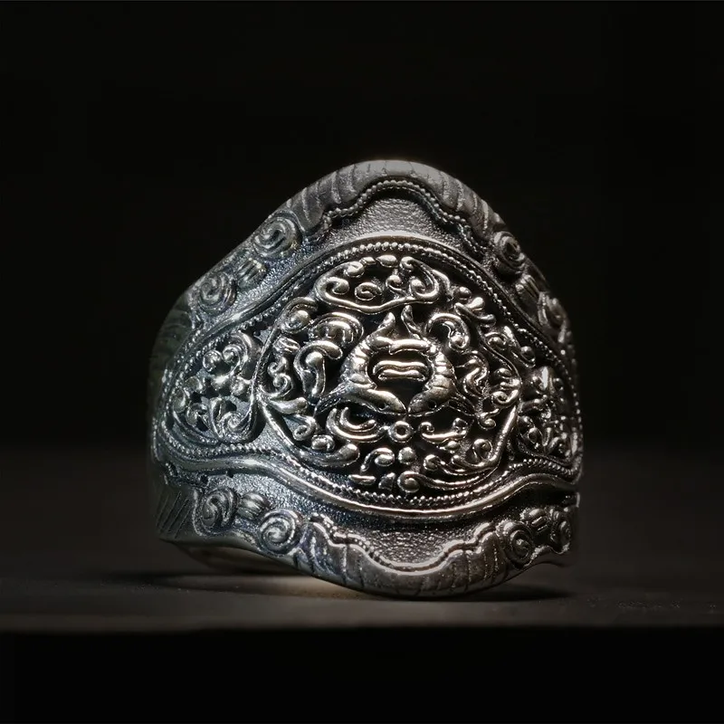 

S925 Silver Ring Pisces Transfer Finger-foot Silver Ring Retro-Thai Silver Men's Forefinger Overbearing Men's Ring